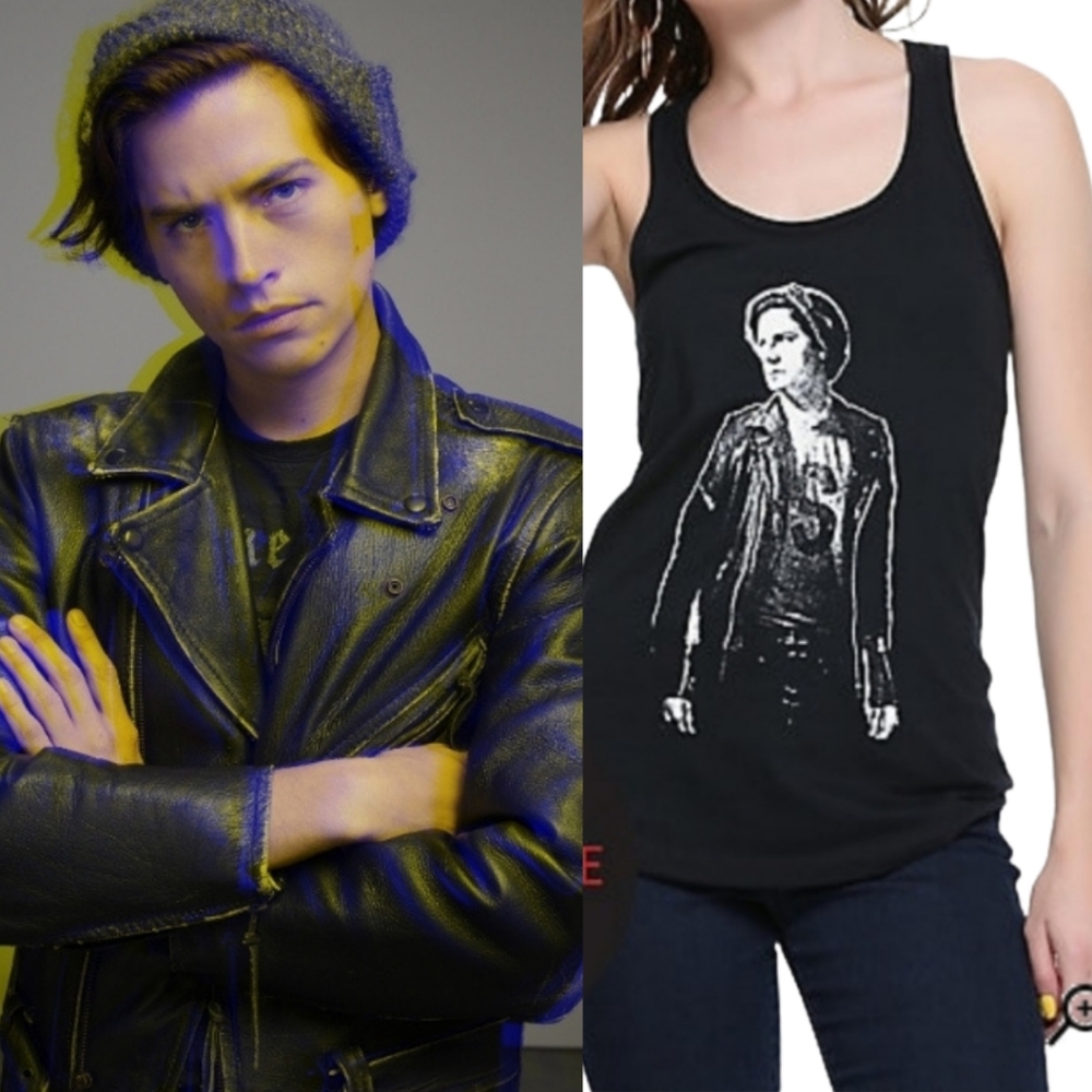 RIVERDALE Jughead Cole Sprouse Black Graphic Racerback Sleeveless Tank Top XS
